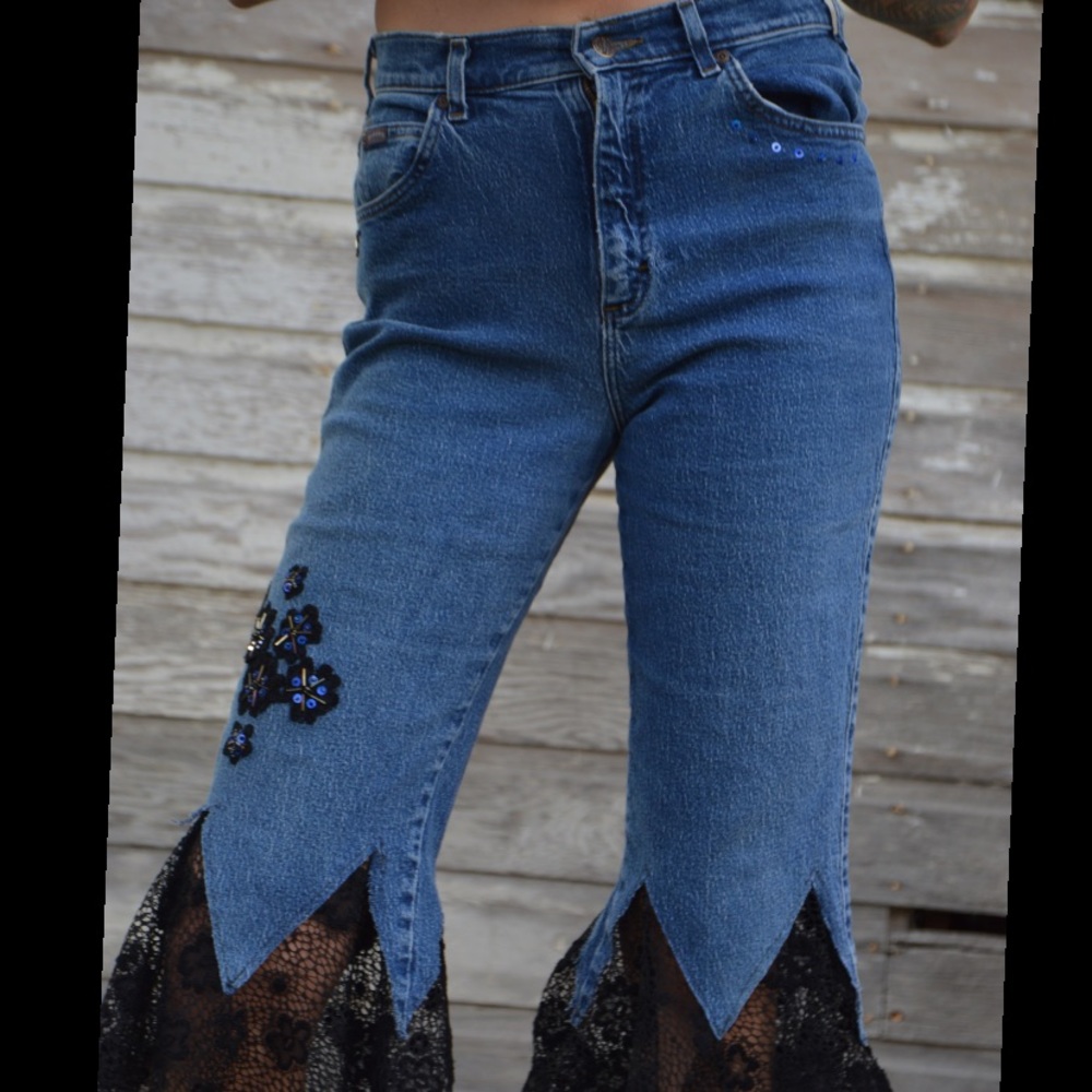 70’s vintage lace flare bell bottom Riders jeans